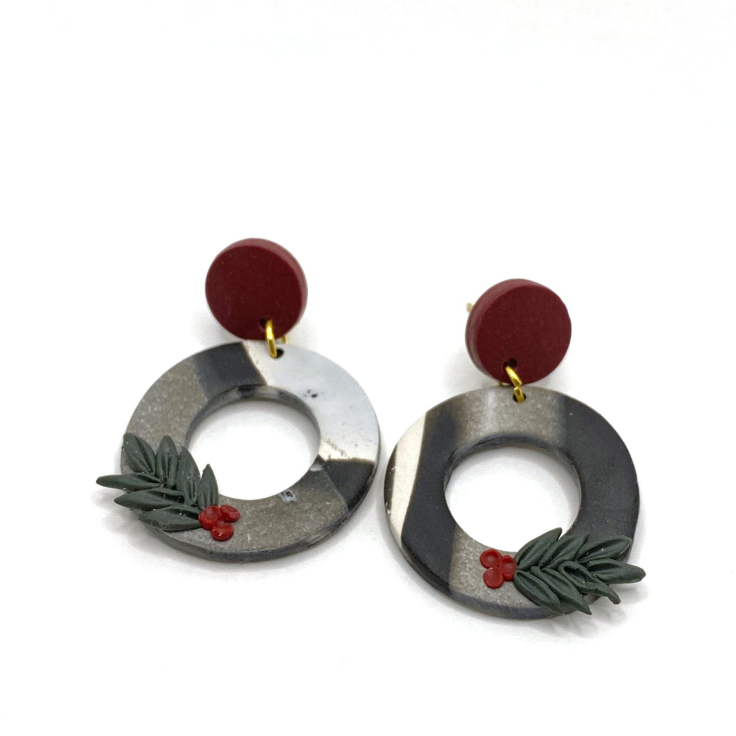 Half Mistletoe Marble Earrings